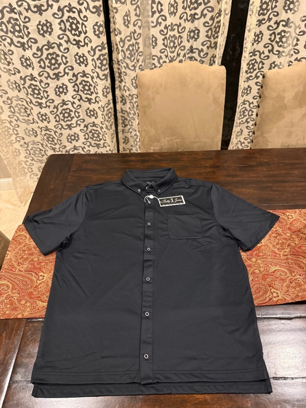Bobby Jones Men's XL Black Performance Collection Button-Down Polo MSRP $110